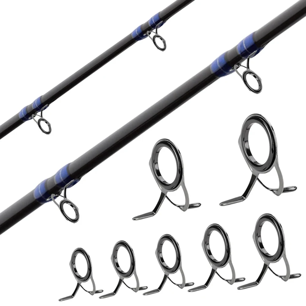 14pcs Fishing Rod Guides Kit Mix Size Spinning Rod Repair Kit Stainless Steel Casting Rod Building Ceramics Ring Rod Replacement