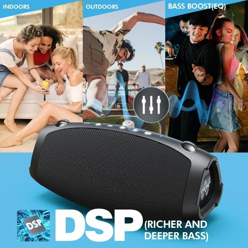 Портативные громкие колонки Bluetooth Wireless, 120 Вт Макс. IPX6 Водонепроницаемый уличный большой Bluetooth-динамик для вечеринок