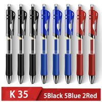 12Pcs Box，Retractable Gel Ink Pens, Black, Blue Bullet Tip, Office Writing Pen, Replaceable Refills, School Supplies