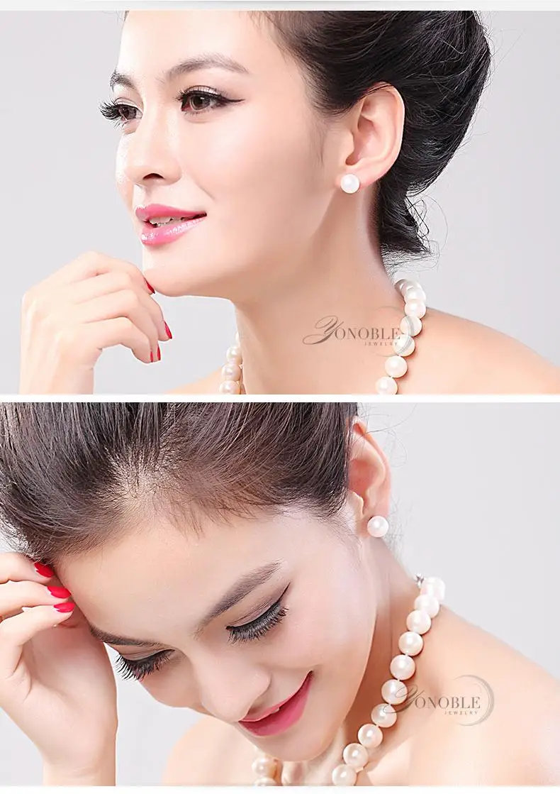 Echte Süßwasser-Naturperlen-Ohrstecker für Damen, weiße Perlenohrringe aus 925er Silber, Schmuck, Geschenk für Frau, Mutter, Geburtstag, Schwarz – Detail 3