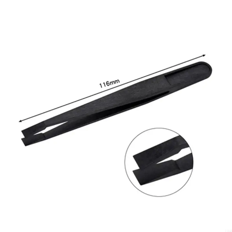 

8 Styles Black Carbon Fiber Plastic Tweezers Needle Nose Pointed Curved Flat Tip U4LB