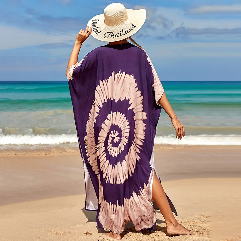 Para Praia-Kimono largo Para mujer, traje de baño holgado con degradado, cárdigan, ropa de playa