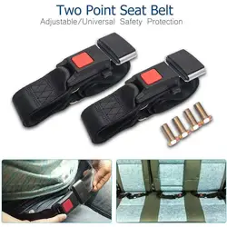 Safety Seat Belt Universal Adjustable 84~121cm Retractable Lap Seat Belts 2 Point Car Truck Front Laps with Belts Bracket Kits