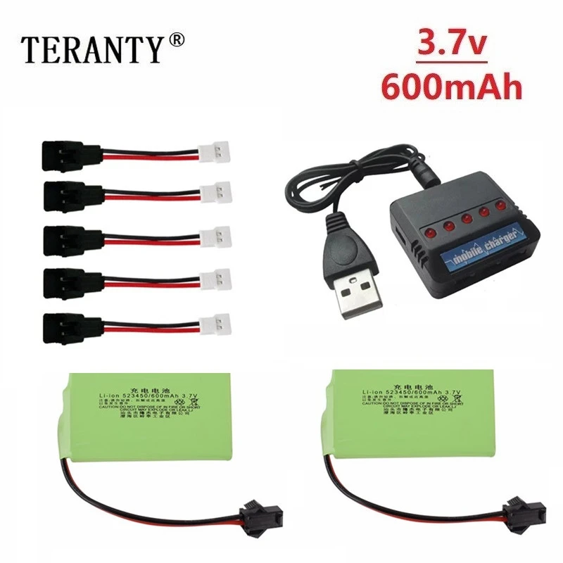 3.7V 600mAh 523450 li-ion Battery Charger Sets for K9 Remote control electric dinosaur toys RC leaning machine Hand drum battery