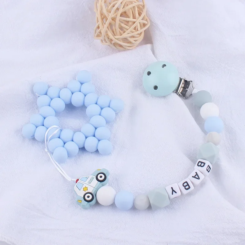 CUSTOM เด็กส่วนบุคคล Namecars Pacifier คลิป Dummy หัวนมผู้ถือโซ่ทารกอุปกรณ์เสริมจุกนมหลอกของเล่น Chew ของขวัญ