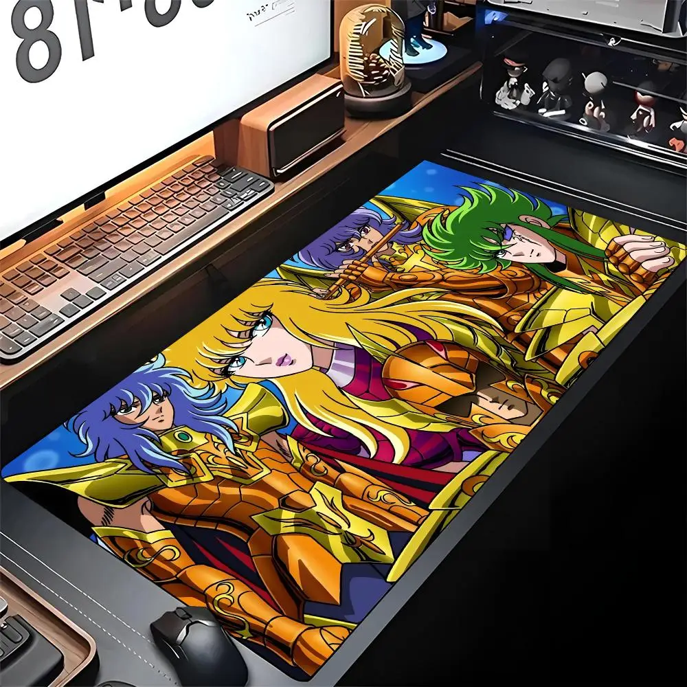 

Saint Seiya Mouse Pad Edge Big Gaming Locking Computer Gamer Large Trendy Rubber Art Mousepad Laptop Desk Mat