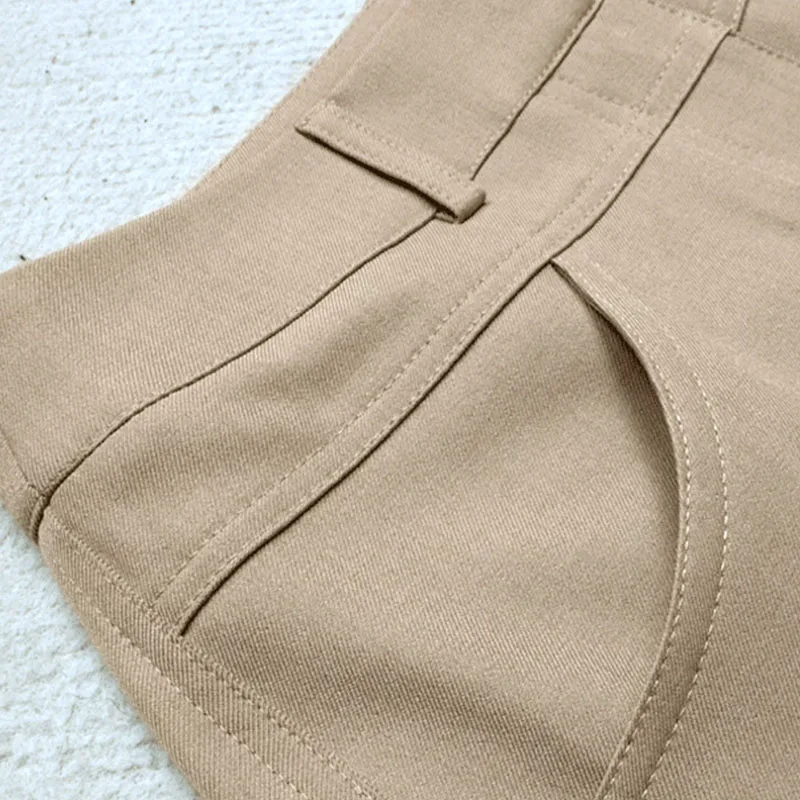 กางเกงสูทผู้หญิงทรงตรงสไตล์สตรีทแวร์สปริง/ออทั่ม 2025 ทรงหลวม สีพื้น เหมาะสำหรับใส่ทำงานหรือลำลอง