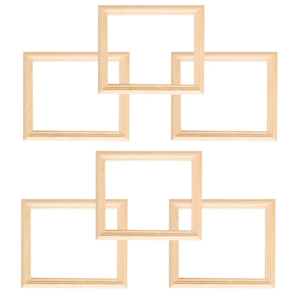 

6Pcs Miniature Wooden Picture Frames Handcrafted Natural Wood for Mini House Decoration Micro Landscape Photo Props DIY Craft