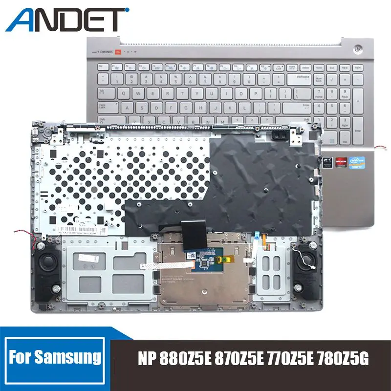 

New For Samsung NP 880Z5E 870Z5E 770Z5E 780Z5G With Touchpad Palmrest Upper Case US Korean Keyboard Frame Notebook Accessories