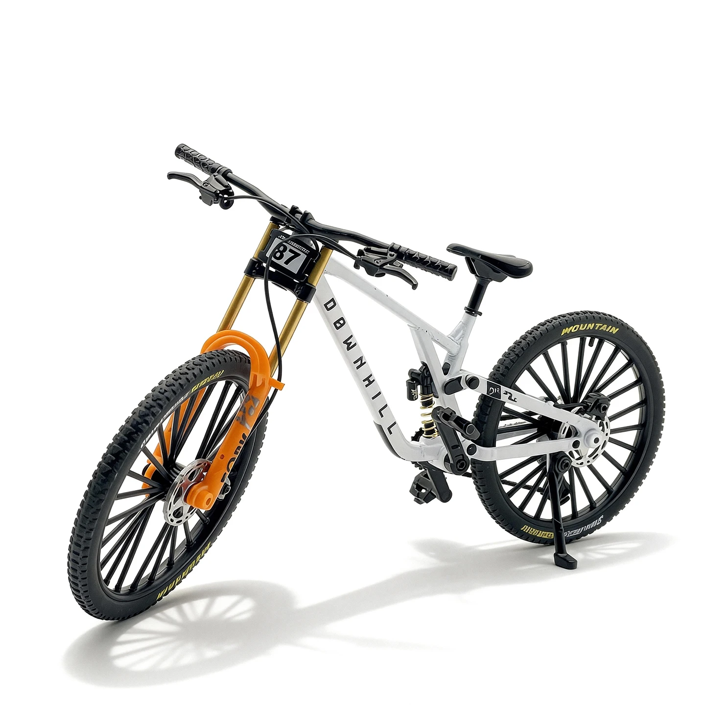 1:8 Maßstab Legierung Mountainbike Miniaturmodell mit Doppel-Stoßdämpfern, abnehmbare Desktop-Dekoration, Geschenk für Fahrrad-Enthusiasten