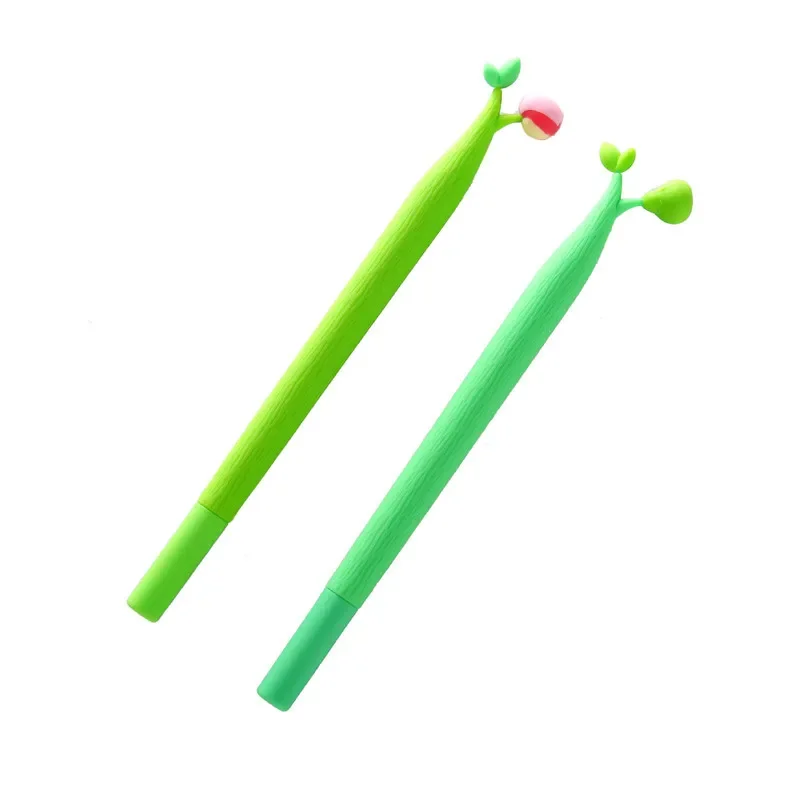 

48PCS Cartoon Cherry Silica Gel Pen Creative Ripen Till They Were Soft Pen Students Black Pen Stationery Kawaii School Supplies