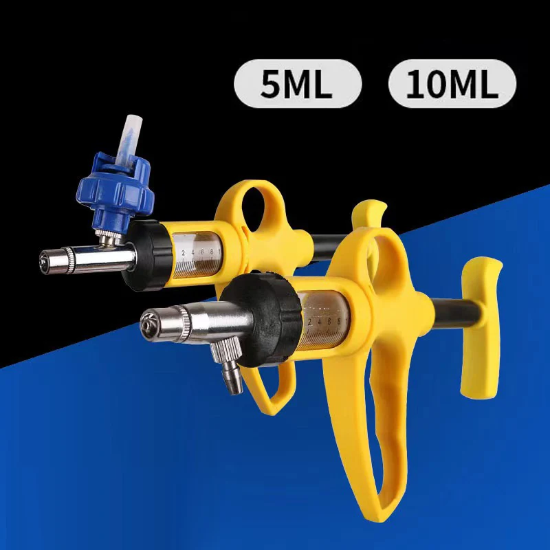 

5 мл 10 мл автоматический непрерывный шприц для животных Регулируемый шприц для цыплят птицы прочный инжектор вакцины ветеринарный инструмент
