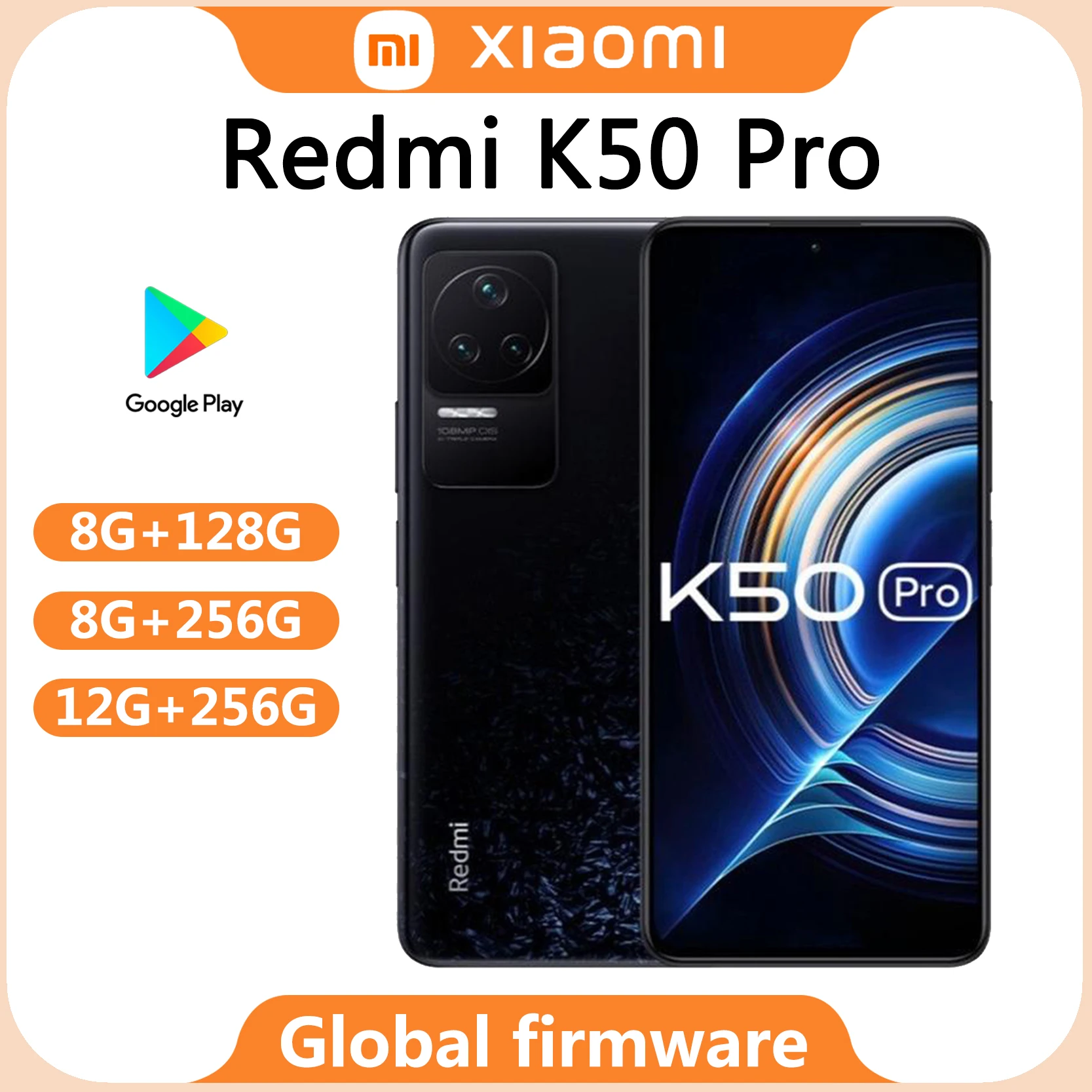 Смартфон Global Rom Xiaomi Redmi K50 Pro 5G MTK Размер 9000 Восьмиядерный 6,67 120 Вт Быстрая зарядка 5000 мАч б/у телефон