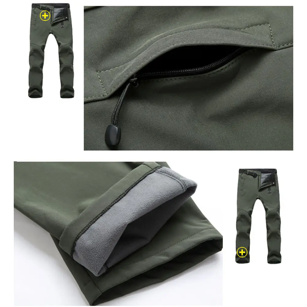 

Skiing Pants Men Size M Green Windproof Fleece Waterproof Outdoor Hiking Running Climbing Trousers Outdoor Pants
