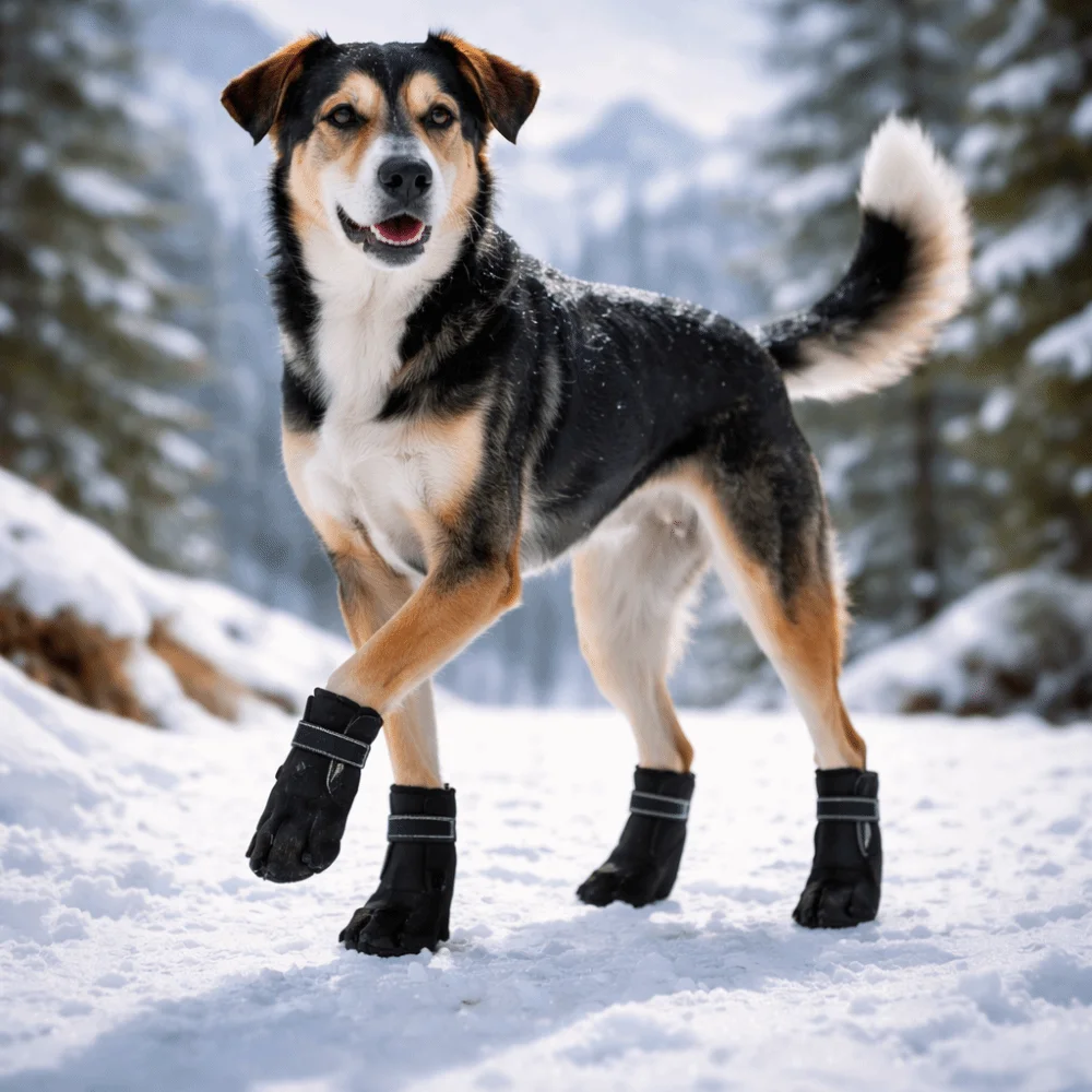 

4pcs/set Reflective Waterproof Dog Shoes Warm Double-Layer Anti-Slip Dog Boots Breathable Wear Resistant Wound Recovery Boot