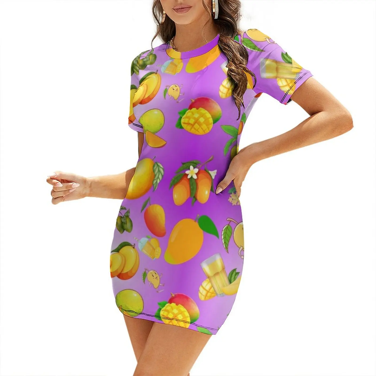 

Mango seamless Pattern Short-Sleeved Dress elegant party dress for women 2025 Dress woman clothes for woman