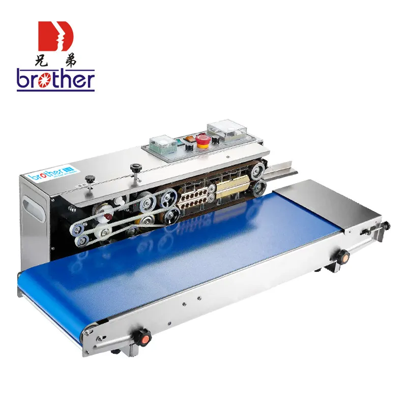 LMM widening automatic continuous sealing machine stainless steel food sealing machine commercial ink wheel sealing machine