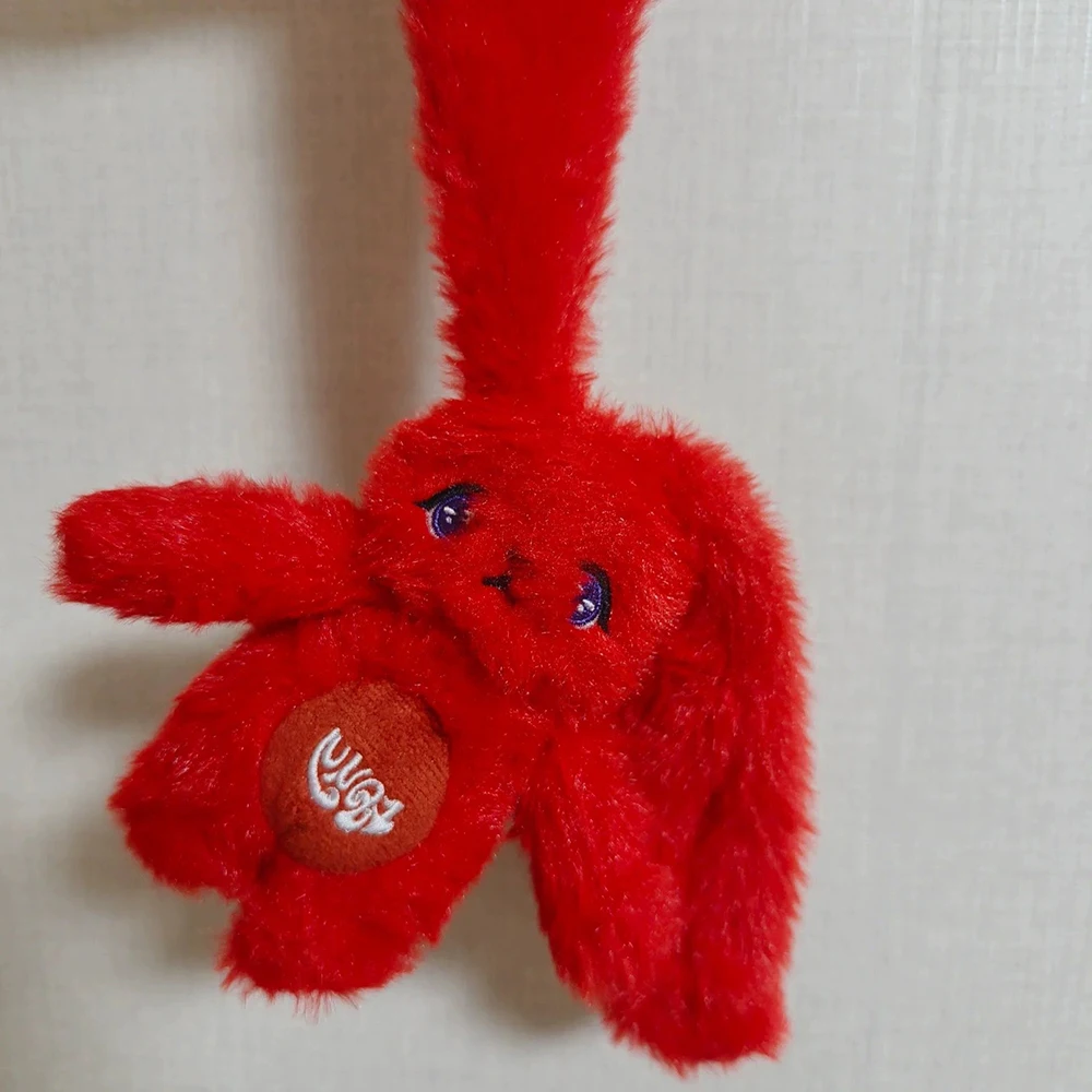 I-DLE YUQI YUQ1 de KPOP, muñeco de peluche de conejo rojo de dibujos animados, llaveros de juguete de animales Kawaii, accesorio para bolso de Fans