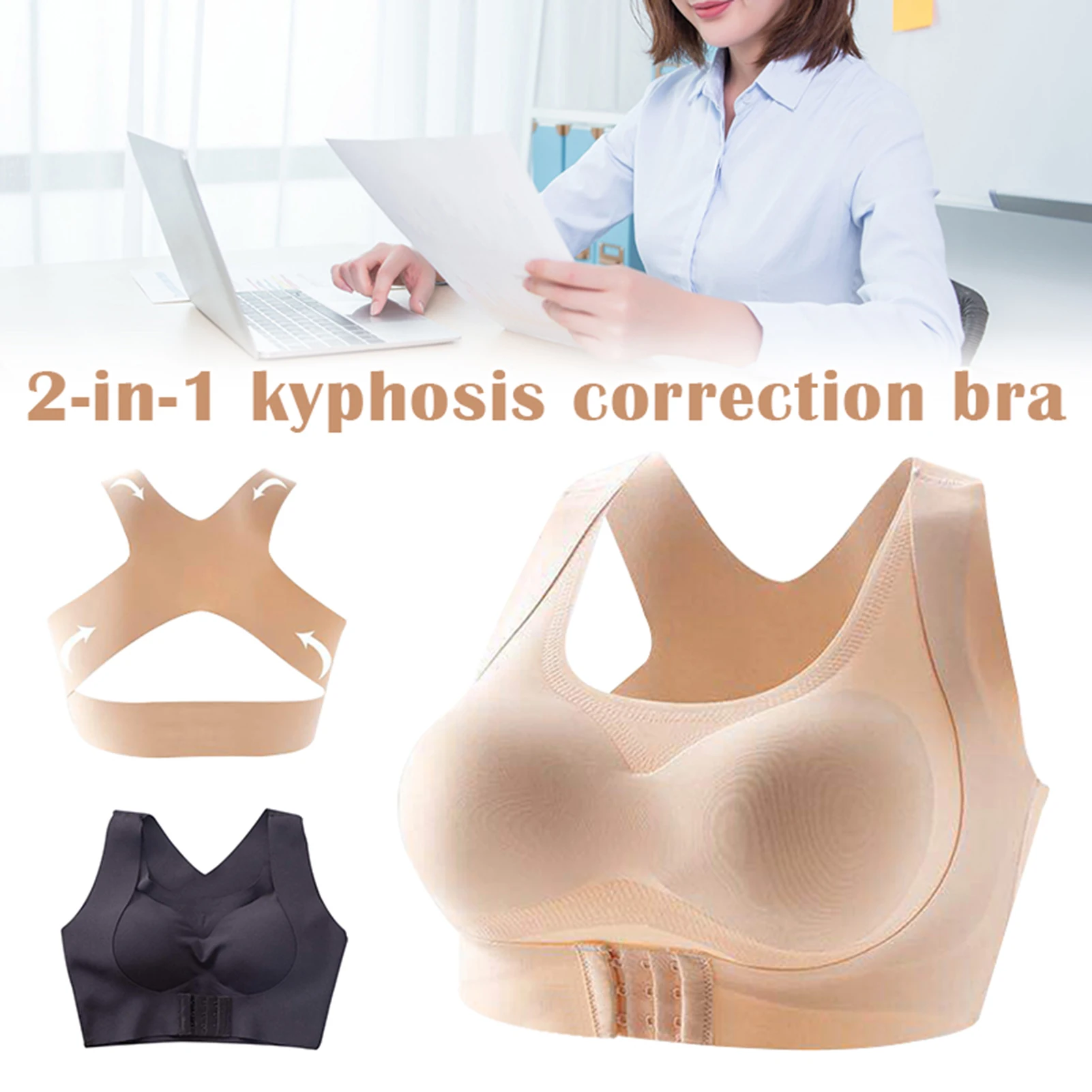 Push Up Bras for Women Adjustable Chest Brace Support Shoulder Back Shaper Medium to Plus Size Everyday Wear