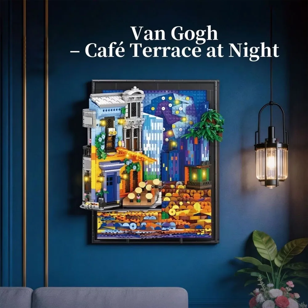 

Creative 2678PCS Night Sky Cafe Picture Frame Building Blocks With LED Light Home Decoration Wall Hanging Holiday Gift For Adult
