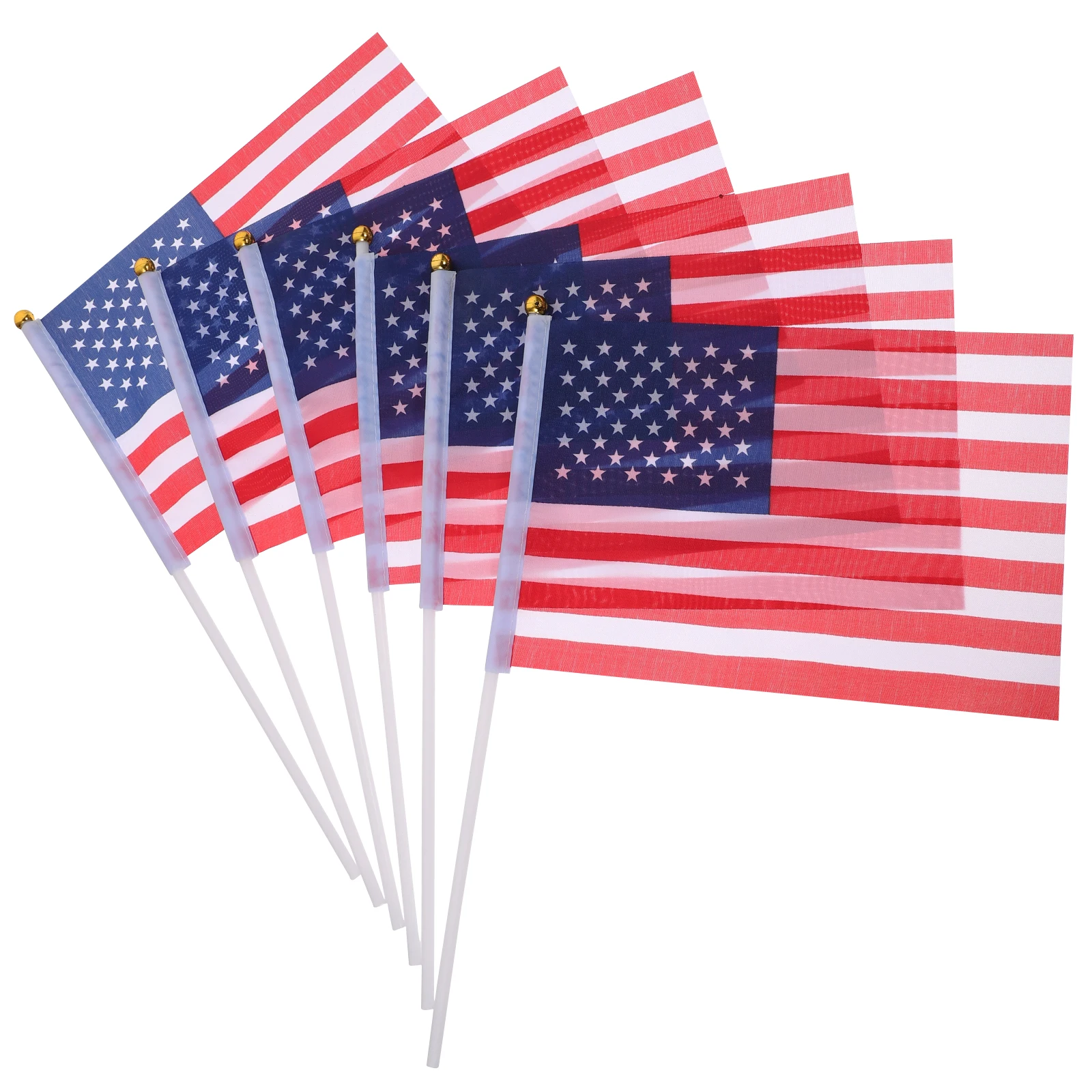 

25pcs American Hand Held Flags Mini USA National Country Hand Held Stick Flags Polyester Cloth 14x21CM (Red)