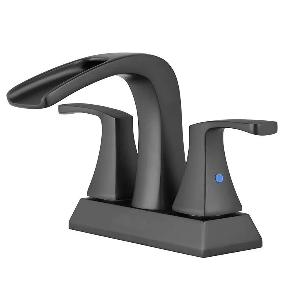 4”Waterfall Bathroom Sink Faucet 3Hole 2 Handle Centerset Vanity Mixer Waterfall Bathroom Faucet