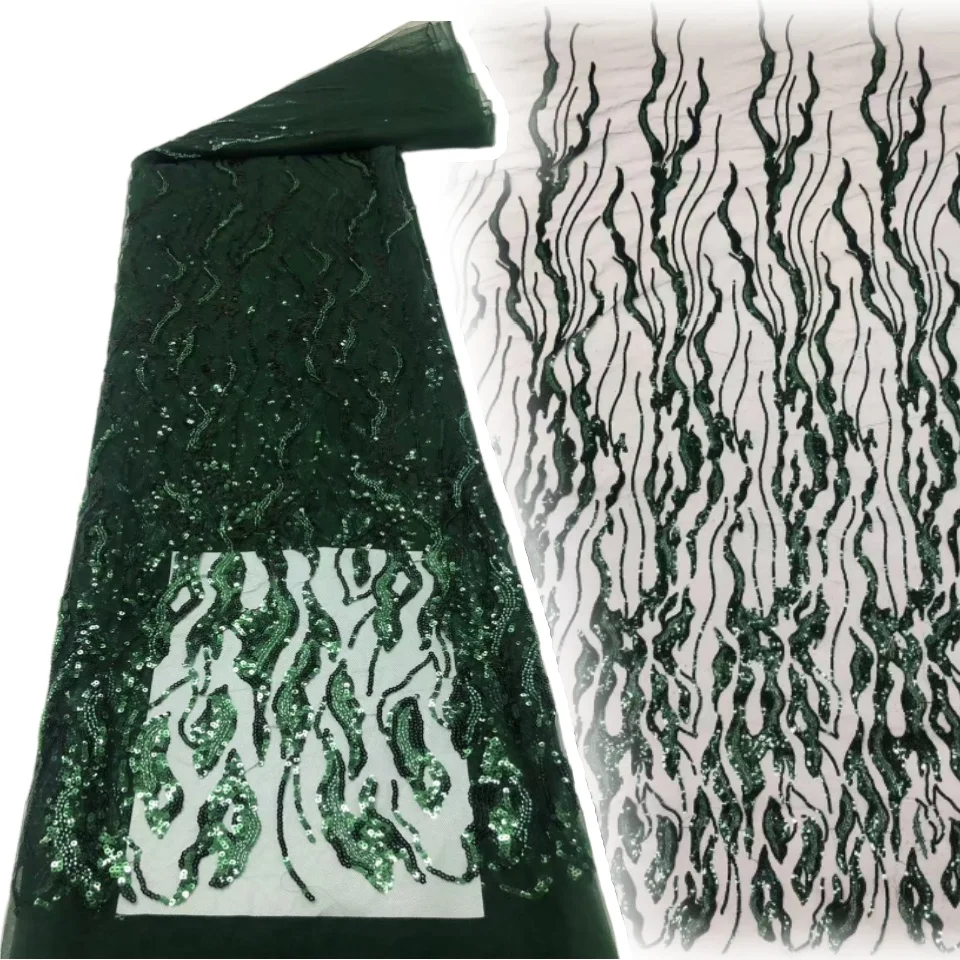 

Африканская кружевная ткань с блестками, высокое качество, нигерийская кружевная ткань, блестки, бусины, французский тюль, кружево для вечерних платьев, шитье S1211