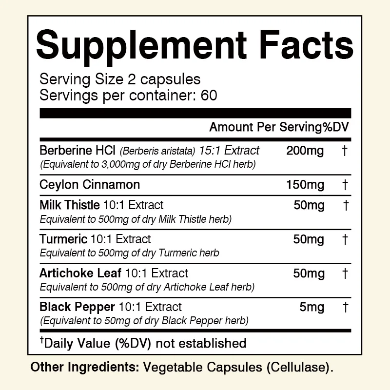 Berberine Capsules - with Ceylon Cinnamon - Cardiovascular and Digestive Health, Antioxidant