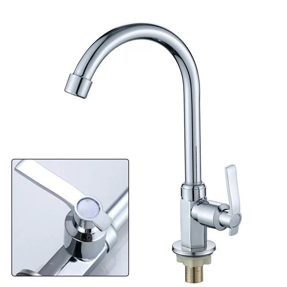 Kitchen Faucets Sink Single Cold Water Tap Kitchen Vegetable Basin Single Lever Tap Plastic Steel Large Bend Bathroom Faucets