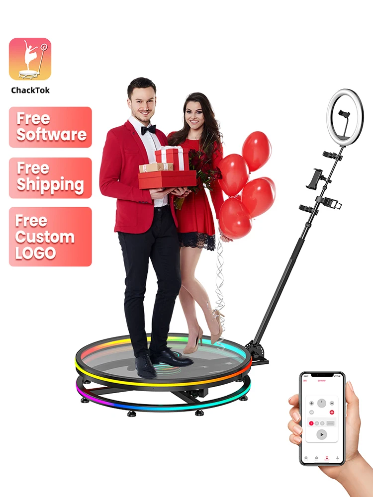 

360 Photo Booth Rotating U.S. Overseas Warehouse Magic Photobooth 360 Camera Video Photo Booth 100cm Flight Case