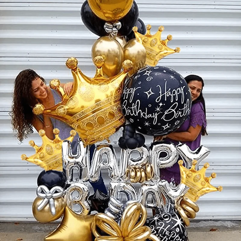 14PCS/PACK Size Crown Aluminum Film Balloon Party Decoration Set