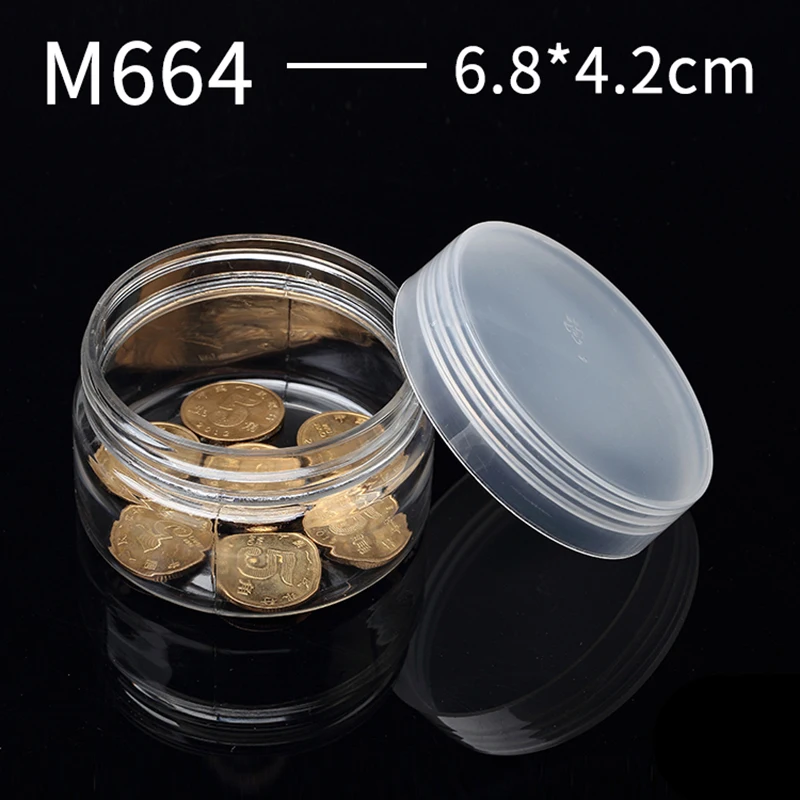 Clear Storage Organizer Box, 6.8x4.2cm, 80ml Round Small Containers with Lid, Bead Holder for Jewelry Earring Beads Sewing Pills