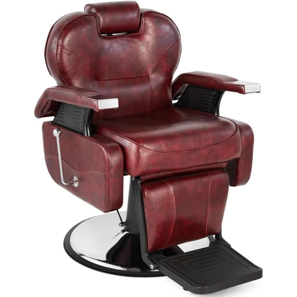 

Barber Chair Hydraulic Recline Barber Chairs Salon Chair for Hair Stylist Tattoo Chair Heavy Duty Barber Salon Equipment (Red)