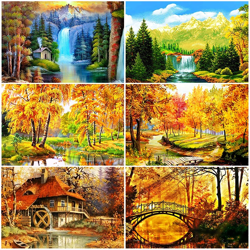 5D fai da te pittura diamante scenario diamante mosaico autunno albero strass ricamo pieno diamante rotondo punto croce regalo per la casa