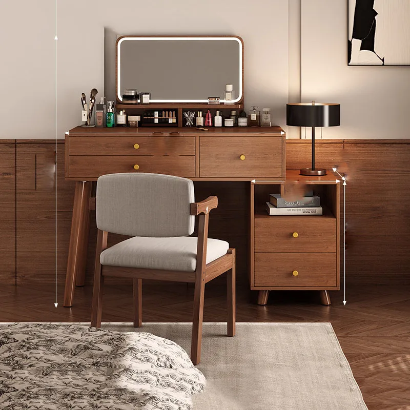 

Girl Cosmetics Vanity Table Bedroom Wood Makeup Mirror Storage Drawers Mobile Dressing Table Luxury Penteadeira Home Furniture