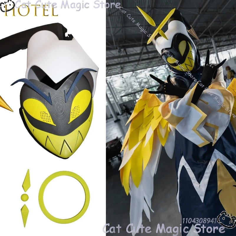 

Адам Косплей Аниме Отель Первый Человек Ангел Ореол Маска Косплей Хэллоуин Рождество желтый костюм вечерние Взрослые Мужчины Navidad Carnaval