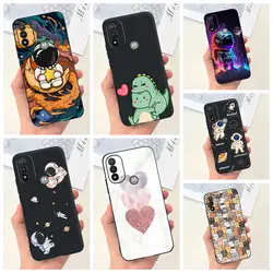 Hot For Motorola Moto E20 Case Cute Astronaut Dinosaur Soft Silicone Black CoverFor Motorola E20 E22 E30 E32 4G Phone Case Funda