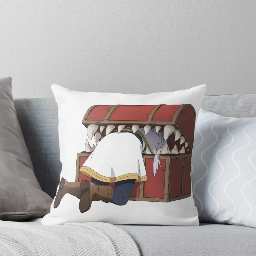 Frieren eaten by mimic Throw Pillow anime girl pillows decor home Bed pillowcases pillow