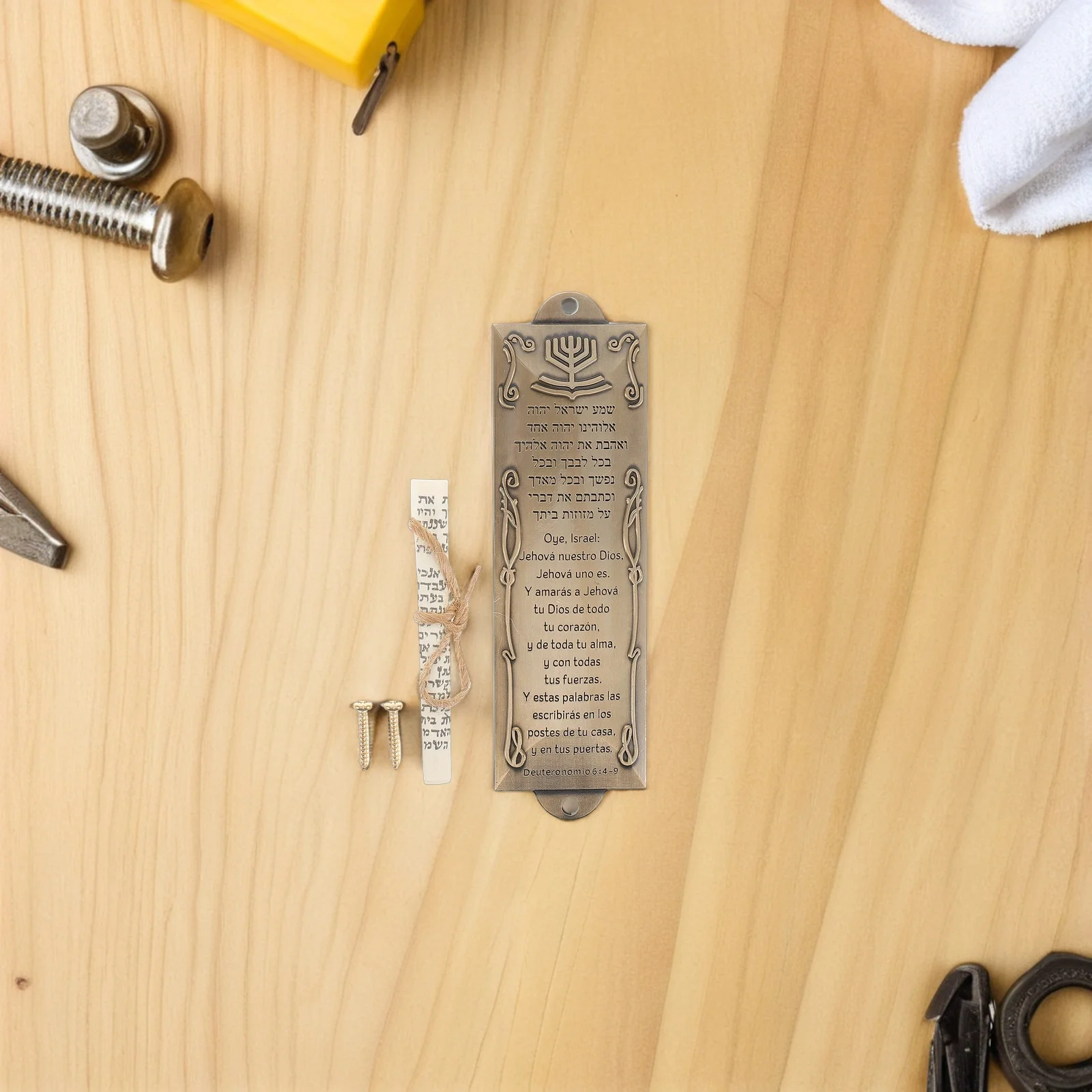 

2pcs Mezuzah Door Mount Retro Metal Bless This Home Plaque For Front Door Religious Decoration Jewish Symbols Wall Decor