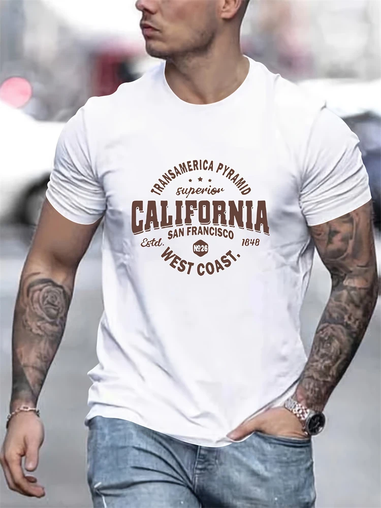 Summer Daily Casual Men's Short Sleeve Top Outdoor Sports Men's T Shirt Street Fashion Three-dimensional Letter Print Men's Top