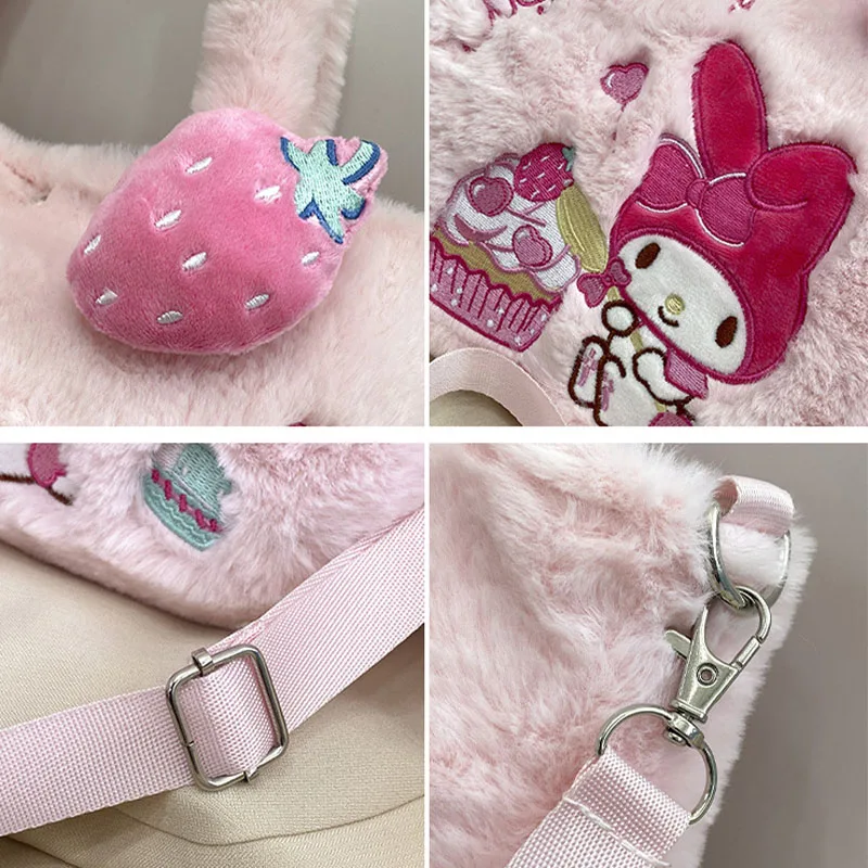 Sanrio Kuromi Cinnamoroll Bolsa De Ombro, Hello Kitty Mochila De Pelúcia, Minha Bolsa Melody, Sacola De Armazenamento, Kawaii Plushies, Presente para Meninas