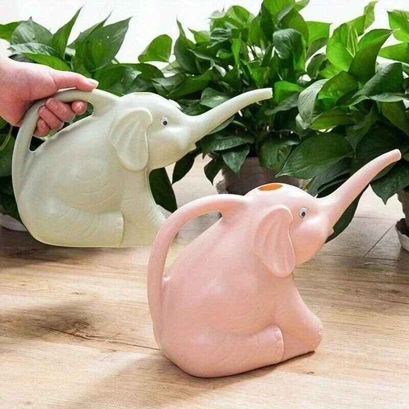 Cartoon Elephant Design Gardening Watering Can Ergonomic Handle Lightweight Plastic Pot for Flower Potted Plant Irrigation Care