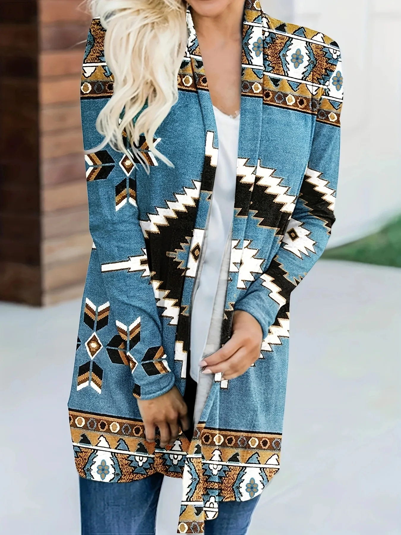 Ethnic style 2024 new long sleeved casual cardigan colorful fashion comfortable slimming top loose top for women WL2