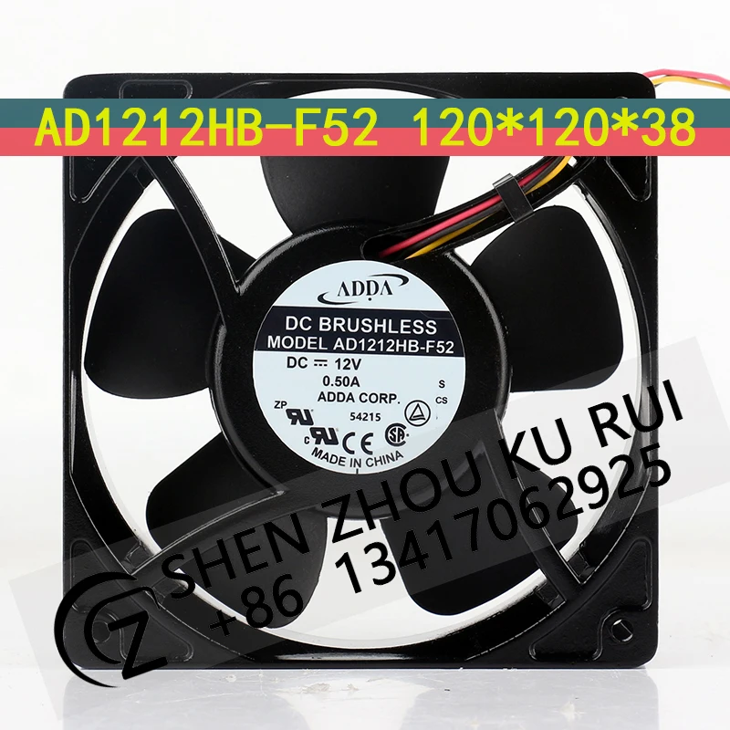 ADDA three-wire aluminum chassis 12V 0.50A 12038 120X120X38MM 12CM Frequency Silent AD1212HB-F52 cooling fan
