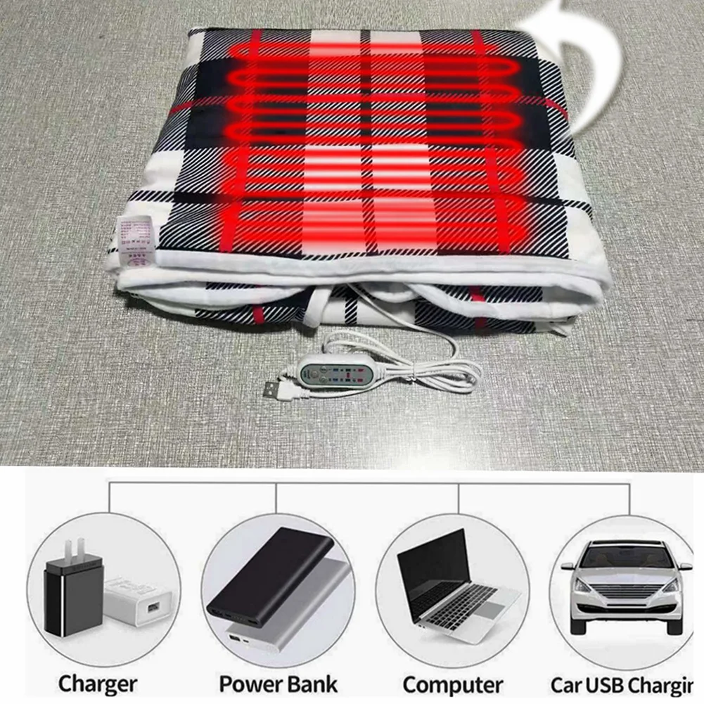 Wearable Heating Electric Blanket Shawl 5v USB Fleece Throw Blanket Adjustable Rope Warm Carpet Fast Heating for Outdoor Home Of