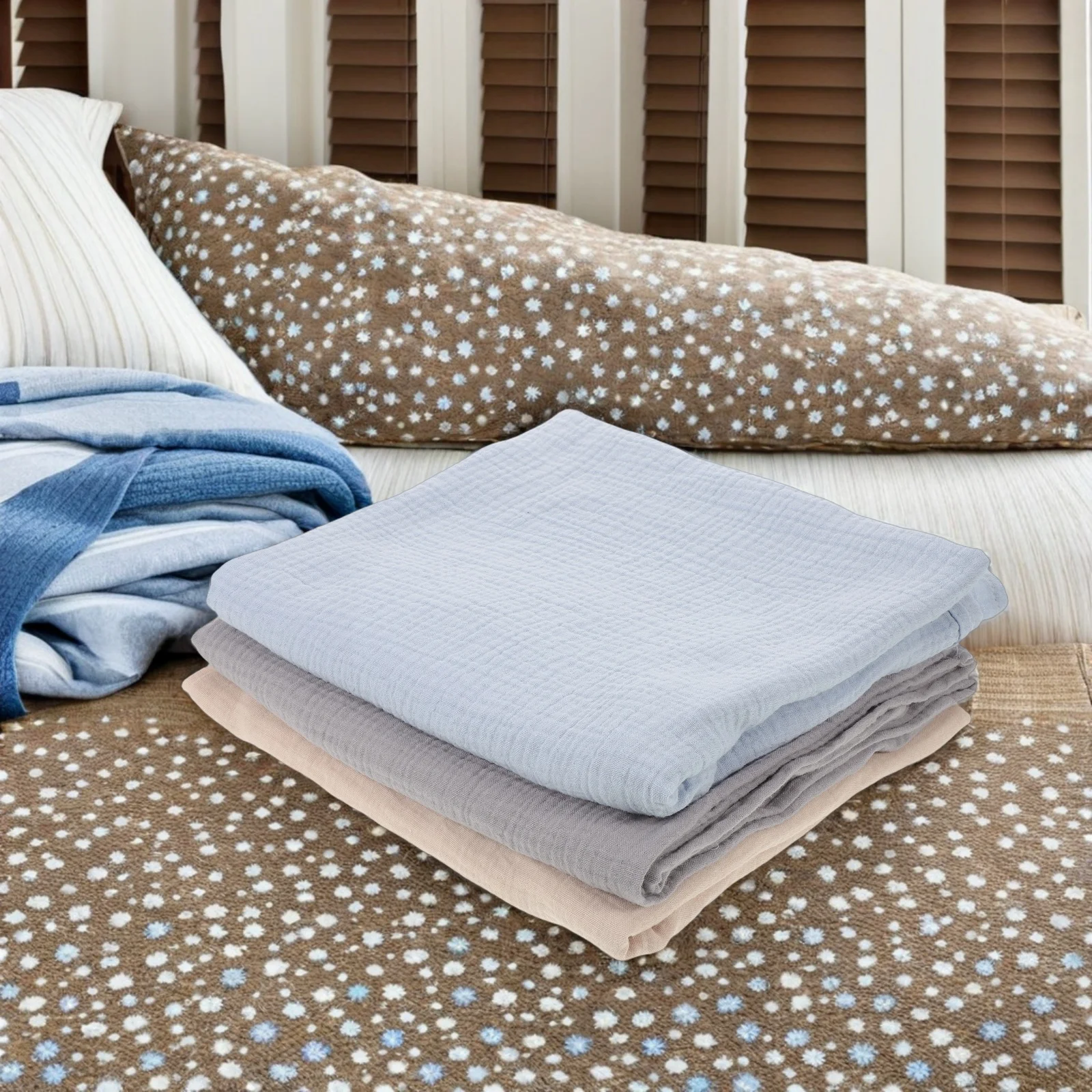 

3Pcs Baby Swaddle Blanket Newborn Wrap Ultra Soft Lightweight Muslin Fabric Cozy Swaddles for Infants Calm Solid Color Nursery