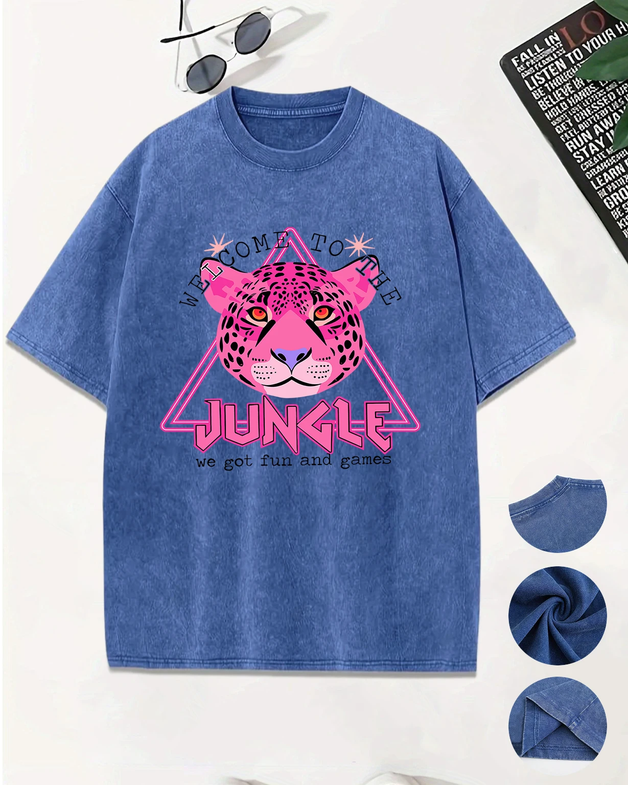 Welcome To The Juncle Printing Snow Wash T-Shirt Herren Sommer Atmungsaktiv Cool Kurzarm Unisex Baumwolle Tops Lose Sport