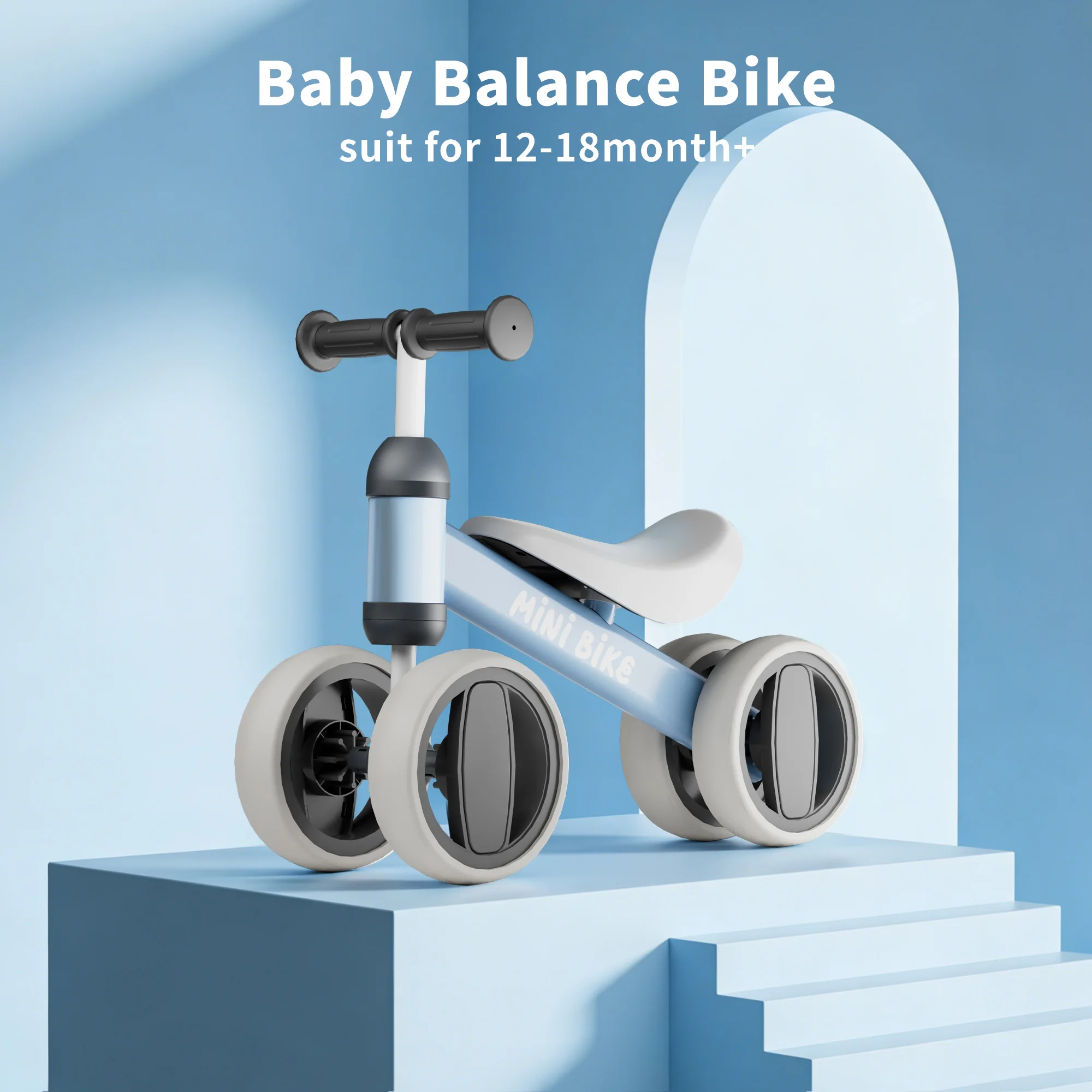 Baby Balance Bike for 1 Year Old Boys Girls, Toddler Bike 12-18 Months, Adjustable Seat, No Pedal Infant 4 Wheels Bicycle, First Riding Experience view 4