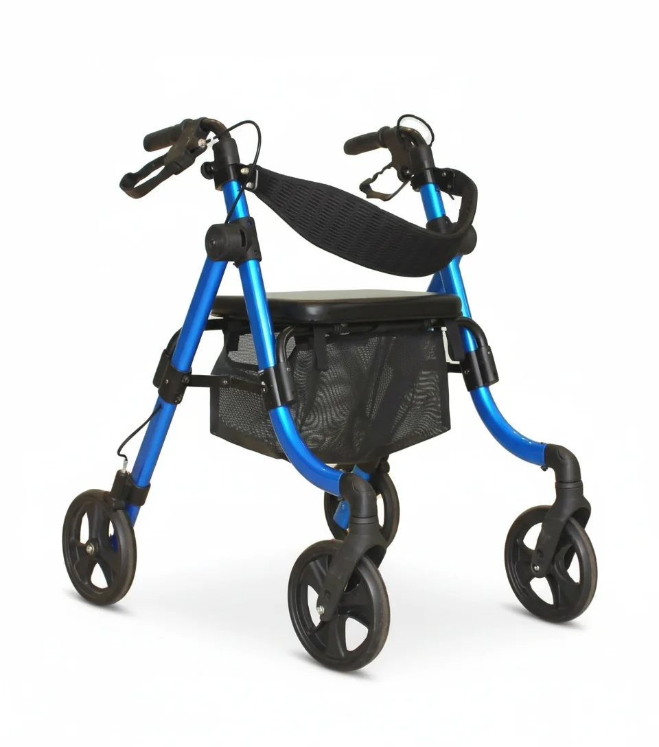 

Aluminum Rollator Walker, 84-92.5cm Height Adjustable, 6kg Mobility Aid Walker with Seat, Shopping Cart, Adult Walking Aid