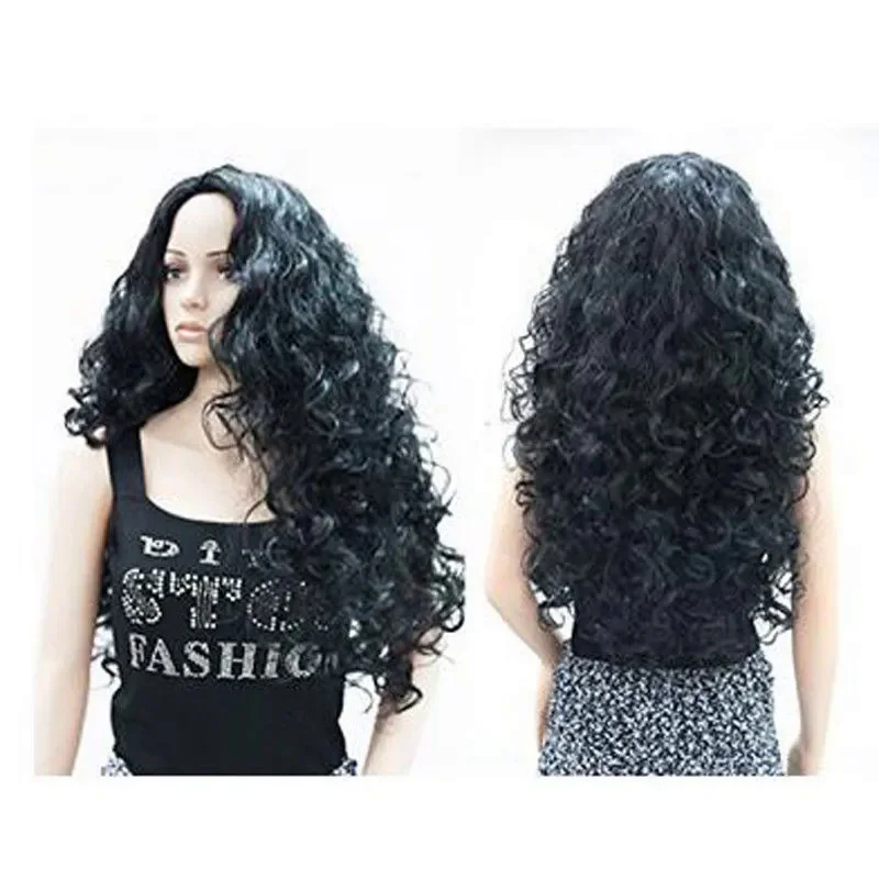 Maui cosplay wig long curly synthetic bla wig